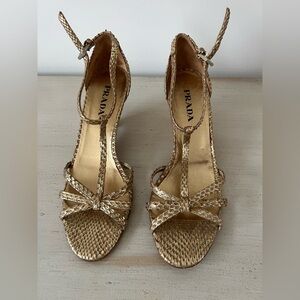 Prada Women's Metallic Gold Heels